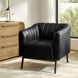Contemporary Industrial Elegance: Benedikt 30" Wide Chair with Faux Leather