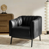 Contemporary Industrial Elegance: Benedikt 30" Wide Chair with Faux Leather