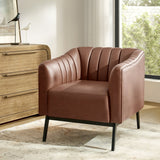 Contemporary Industrial Elegance: Benedikt 30" Wide Chair with Faux Leather