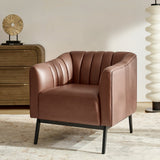 Contemporary Industrial Elegance: Benedikt 30" Wide Chair with Faux Leather
