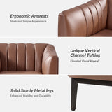 Contemporary Industrial Elegance: Benedikt 30" Wide Chair with Faux Leather