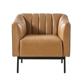 Contemporary Industrial Elegance: Benedikt 30" Wide Chair with Faux Leather
