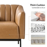 Contemporary Industrial Elegance: Benedikt 30" Wide Chair with Faux Leather