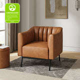 Contemporary Industrial Elegance: Benedikt 30" Wide Chair with Faux Leather