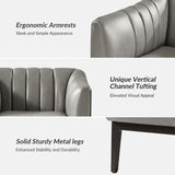 Contemporary Industrial Elegance: Benedikt 30" Wide Chair with Faux Leather