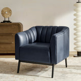 Contemporary Industrial Elegance: Benedikt 30" Wide Chair with Faux Leather