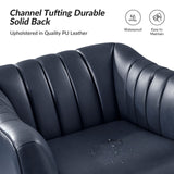 Contemporary Industrial Elegance: Benedikt 30" Wide Chair with Faux Leather