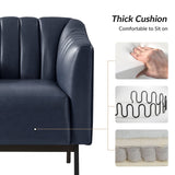 Contemporary Industrial Elegance: Benedikt 30" Wide Chair with Faux Leather