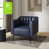 Contemporary Industrial Elegance: Benedikt 30" Wide Chair with Faux Leather