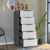 Tuhome Kaia Vertical Dresser with Five Spacious Storage Drawers, Modern Space-Saving Design, Functional Superior Organization for Bedrooms or Offices and Contemporary Freestanding Chest for Daily Clothing and Accessory Storage
