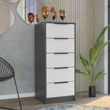 Tuhome Kaia Vertical Dresser with Five Spacious Storage Drawers, Modern Space-Saving Design, Functional Superior Organization for Bedrooms or Offices and Contemporary Freestanding Chest for Daily Clothing and Accessory Storage