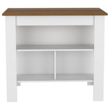 TUHOME Charlotte 2-Piece Kitchen Set with Storage Cabinet and Multi-Level Countertop Island, Modern Prep and Pantry Organization for Small Kitchens and Apartments, 35.4"H x 40.5"W x 27.5"D, White/Walnut