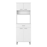 TUHOME Cala 2-Piece Kitchen Set with Storage Cabinet and Multi-Level Countertop Island, Modern Small-Space Kitchen Organizer for Cooking Prep and Pantry Use, 35.4"H x 40.5"W x 27.5"D, White/Walnut