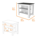 TUHOME Phoenix 2-Piece Kitchen Set with Storage Cabinet and Multi-Level Countertop Island, Modern Prep and Pantry Organization for Apartments and Small Kitchens, 35.4"H x 40.5"W x 27.5"D, White/Onyx
