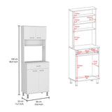 TUHOME Cala 2-Piece Kitchen Set with Storage Cabinet and Multi-Level Countertop Island, Modern Small-Space Organizer for Meal Prep, Pantry Storage and Appliances, 35.4"H x 40.5"W x 27.5"D, White/Light Oak