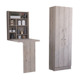 TUHOME Milan 2-Piece Kitchen Storage Set with Tall Cabinet and Multi-Shelf Wall Unit, Modern Pantry Organizer for Small Kitchens and Apartments, 70.8"H x 23.6"W x 11.8"D, Light Gray