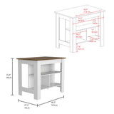 TUHOME Phoenix 2-Piece Kitchen Set with Storage Cabinet and Multi-Level Countertop Island, Modern Food Prep and Pantry Organization for Apartments and Homes, 35.4"H x 40.5"W x 27.5"D, White/Walnut