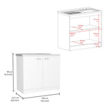 TUHOME Phoenix 2-Piece Kitchen Set with Storage Cabinet and Multi-Level Countertop Island, Modern Food Prep and Pantry Organization for Apartments and Homes, 35.4"H x 40.5"W x 27.5"D, White/Walnut