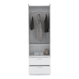 Vico 76-Inch High Armoire Wardrobe Closet with Double Door Cabinet, Two Spacious Drawers, Internal Shelf, Hanging Rod, Multi-Section Clothing Organizer for Bedroom Storage and Freestanding Clothes Organization