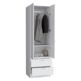Vico 76-Inch High Armoire Wardrobe Closet with Double Door Cabinet, Two Spacious Drawers, Internal Shelf, Hanging Rod, Multi-Section Clothing Organizer for Bedroom Storage and Freestanding Clothes Organization
