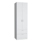 Vico 76-Inch High Armoire Wardrobe Closet with Double Door Cabinet, Two Spacious Drawers, Internal Shelf, Hanging Rod, Multi-Section Clothing Organizer for Bedroom Storage and Freestanding Clothes Organization