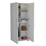 Hazel 70-Inch High Four-Door Armoire Wardrobe Closet Cabinet with Six Storage Shelves, Dual Hanging Rods, Multi-Section Clothing Organizer for Bedroom, Living Room or Home Organization and Freestanding Wardrobe Storage