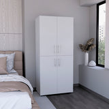 Hazel 70-Inch High Four-Door Armoire Wardrobe Closet Cabinet with Six Storage Shelves, Dual Hanging Rods, Multi-Section Clothing Organizer for Bedroom, Living Room or Home Organization and Freestanding Wardrobe Storage