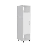 TUHOME Cluster 63-Inch Tall Open-Concept Wardrobe with Mirror, Three Storage Shelves, Hanging Rod, Casters and Side Hooks, Freestanding Clothes Organizer for Bedroom, Closet, Laundry Room or Multiroom Home Storage
