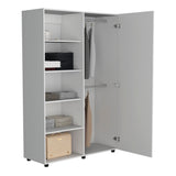 Eco 72" High 6-Tier Shelf One-Door Cabinet Armoire With Two Hanging Rods