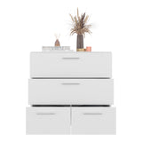 Alpine Wide Four-Drawer Dresser, Bedroom Storage Solution, Smooth-Glide Drawers for Organizing Clothes, Linens, Accessories, and Everyday Items in Compact Design