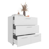 Alpine Wide Four-Drawer Dresser, Bedroom Storage Solution, Smooth-Glide Drawers for Organizing Clothes, Linens, Accessories, and Everyday Items in Compact Design