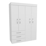 Denver Adjustable Armoire, 68" High with Rods, Double Door Cabinet, Three Drawers, Two Shelves, Compact and Space-Saving Bedroom Storage Solution for Clothes and Accessories