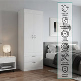TUHOME Lisboa 2-Door Armoire with Double Door Storage, Two Spacious Drawers, Concealed Hanging Rod and Vertical Freestanding Wardrobe for Bedroom, Living Room, Kitchen or Garage Organization