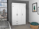 Tuhome Chile Armoire with Rod, Three Door Cabinet, Two Drawers, Two Adjustable Shelves, Metal Hardware, Modern Storage Solution for Bedroom or Closet