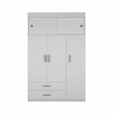 Tuhome Chile Armoire with Rod, Three Door Cabinet, Two Drawers, Two Adjustable Shelves, Metal Hardware, Modern Storage Solution for Bedroom or Closet