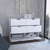 Tuhome Basilea 4-Drawer Dresser with Two Lower Cabinets for Shoes and Accessories, Spacious Bedroom Storage Organizer with Wide Top Surface, Modern Functional Design for Clothes, Footwear and Daily Essentials