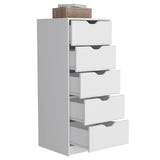Tuhome Basilea 5-Drawer Tall Dresser with Slim Space-Saving Vertical Storage, Modern Pull-Out Drawer System for Clothes and Accessories, Durable Bedroom Organization Cabinet with Elegant Contemporary Design