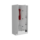 Memphis Wardrobe Armoire with Double-Door Hanging Cabinet, Four-Tier Storage Shelves, Spacious Lower Drawer and Modern Space-Saving Vertical Organization for Clothing, Accessories and Everyday Bedroom Essentials