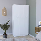 Ohio Armoire Wardrobe with Three-Door Hanging Cabinet, Two Lower Storage Drawers, Four-Tier Shelving System and Modern Space-Saving Design for Organized Clothing, Accessories and Complete Bedroom Organization