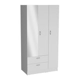 Riverside 3-Door Armoire with Hanging Rod, Two Drawers and Multi-Compartment Storage, Modern Wardrobe Closet for Organized Clothing, Accessories and Bedroom Essentials, Large Vertical Storage Cabinet