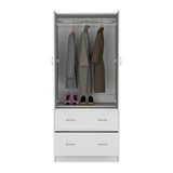 Taly 2-Door Armoire with Two Drawers and Hanging Rod, Spacious Wardrobe Storage Cabinet for Clothing, Accessories and Daily Essentials, Functional Vertical Closet Organizer for Bedrooms and Dressing Spaces