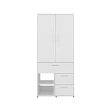 Alpine Modern Freestanding Closet Armoire Storage Console Double Door Design with Sleek Finish Featuring Interior Hanging Rod and Multiple Shelving for Versatile Wardrobe Organization
