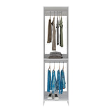 Eco Closet 2-Rod Wardrobe Organizer, Double Hanging Sections with Open Shelf, Space-Saving Freestanding Closet System, Engineered Wood
