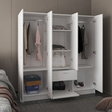 TUHOME Mitu Six Door Armoire Wardrobe with Seven Interior Shelves and One Drawer featuring Hanging Rod for Complete Bedroom Storage Organization Modern Design Spacious Closet for Clothing Organization