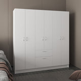 TUHOME Mitu Six Door Armoire Wardrobe with Seven Interior Shelves and One Drawer featuring Hanging Rod for Complete Bedroom Storage Organization Modern Design Spacious Closet for Clothing Organization