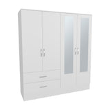 Bolton High-Capacity Bedroom Storage Armoire Freestanding Closet Console Elegant Modern Design Featuring Six Doors One Drawer Seven Interior Shelves and Hanging Rod for Complete Wardrobe Organization