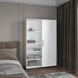 Eco Tall and Efficient Two-Door Freestanding Armoire Storage Solution Slim Vertical Design Perfect for Organizing Clothes Linens or Accessories in Tight Compact Bedroom Spaces