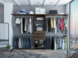 Tuhome Plego Closet System with Four Hanging Rods, Five Shelves, Three Drawers, Adjustable for 69" or 118" Closet Space, Modern Storage Solution