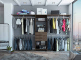 Tuhome Plego Closet System with Four Hanging Rods, Five Shelves, Three Drawers, Adjustable for 69" or 118" Closet Space, Modern Storage Solution