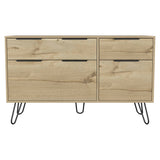 Tuhome Augusta Double Dresser with Four Spacious Drawers, Modern Hairpin Metal Legs, Wide Superior Top for Décor and Storage, Contemporary Bedroom Organizer for Clothes, Accessories, Essentials and Everyday Use